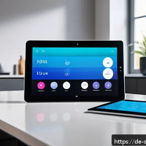 AI 집사 서비스와 소비자 신뢰 구축 - A modern German living room showcasing a smart home environment with an AI butler interface displaye...