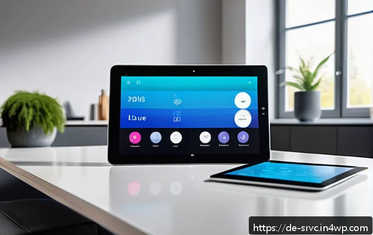 AI 집사 서비스와 소비자 신뢰 구축 - A modern German living room showcasing a smart home environment with an AI butler interface displaye...