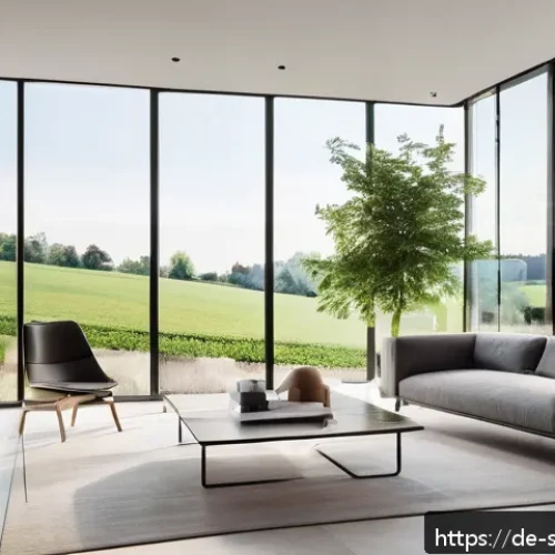 AI 집사 서비스의 지속 가능성 문제 - A sleek, modern AI butler device integrated into a contemporary German smart home living room, featu...
